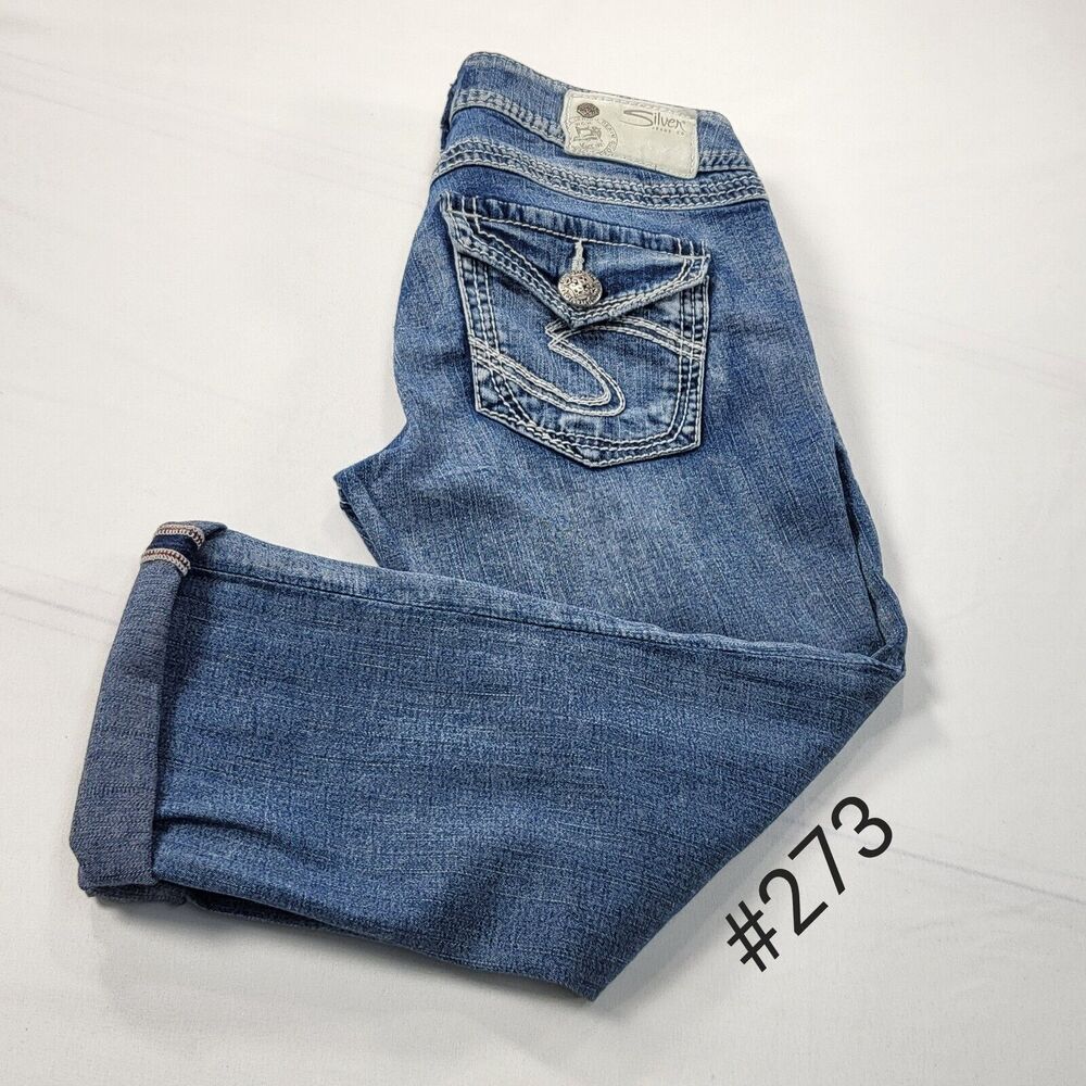 Silver Suki Surplus Capri Zip Casual Medium Wash Denim Jeans Womens Size 25 Blue